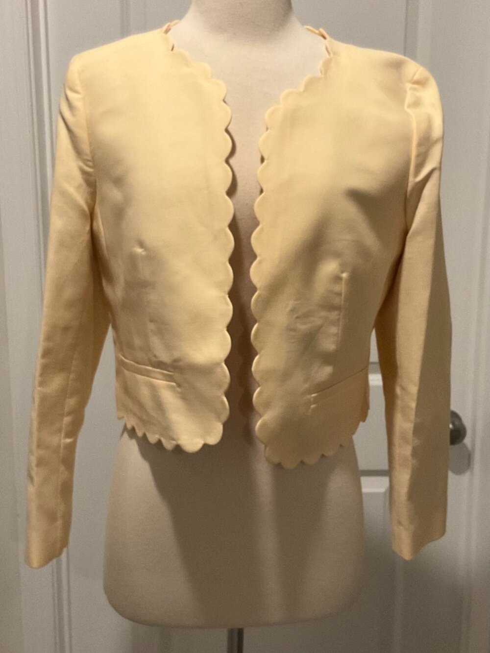 j.crew LOUISA LADY JACKET WITH SCALLOPED TRIM IN GRAMERC. size: 8.